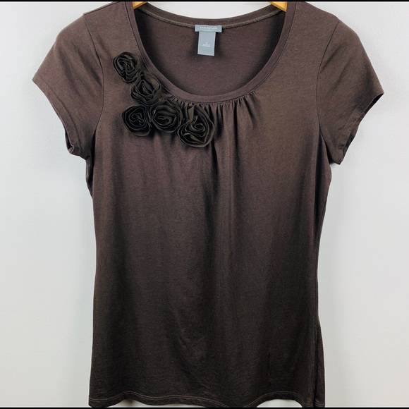 Ann Taylor Tops - Ann Taylor Flower Embellished Top, Size S